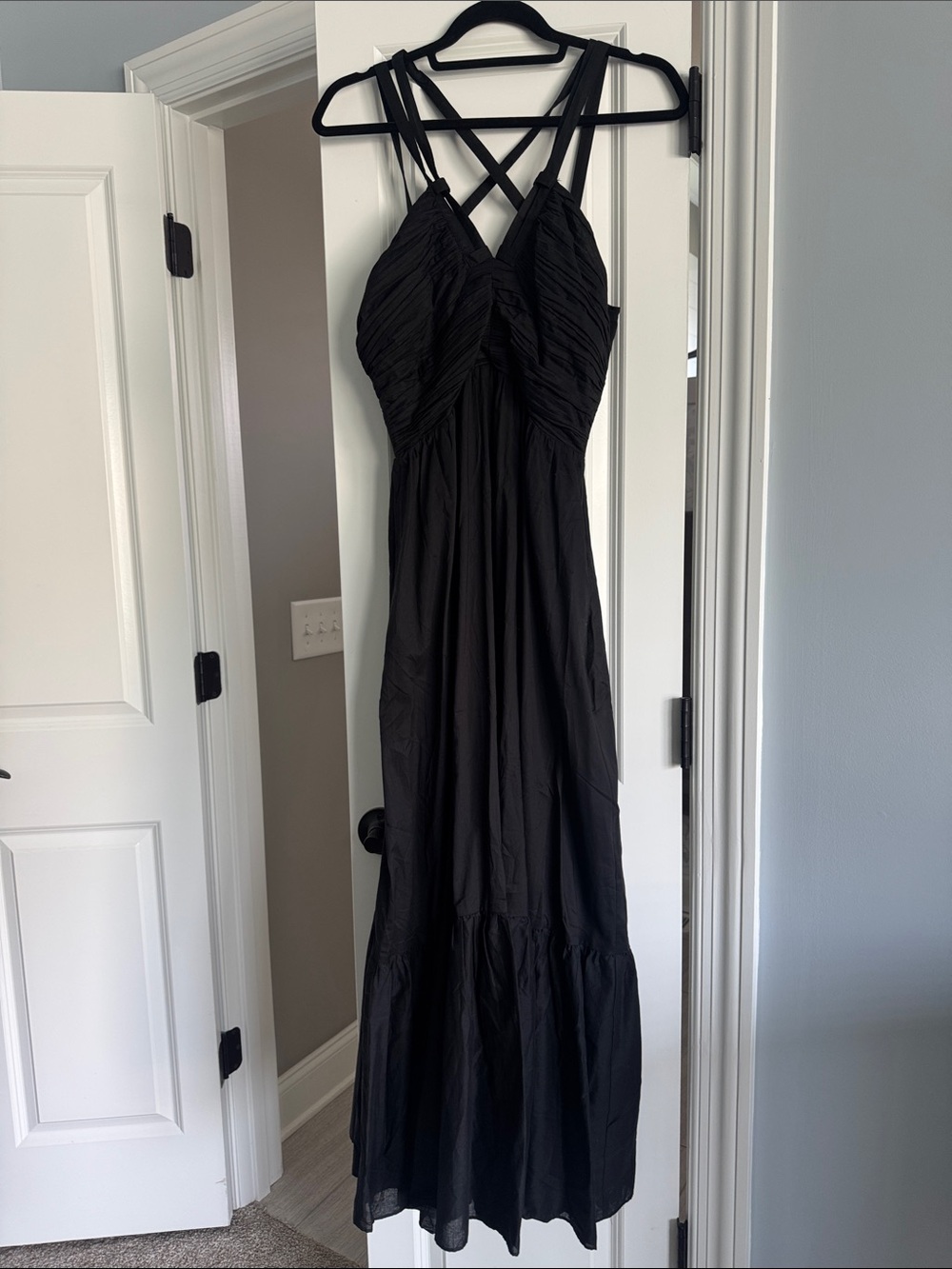 White House Black Market Black Maxi Dress with Crisscross Straps